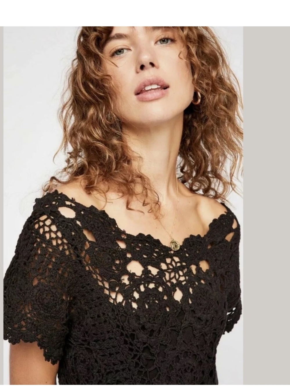 Free People Fairytale Forest Black Crochet Maxi Dress. Small - Picture 4 of 17
